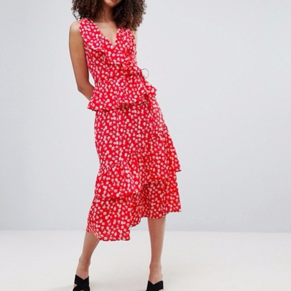ASOS Dresses & Skirts - Asos - Influence Floral Layered Midi Skirt